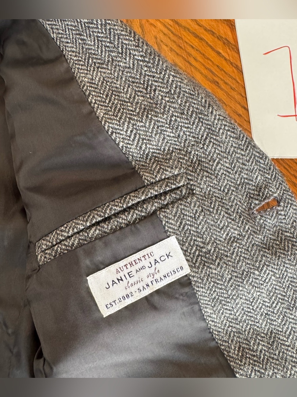Janie and Jack boys wool gray blazer sz 6 - Picture 6 of 7